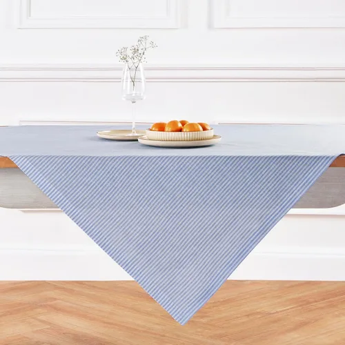 Miniatura 33 de Solino Home Mantel de lino 100 % puro de 52 x 52 pulgadas, mantel cuadrado de aguacate y blanco de rayas estrechas, hecho a mano, lavable a máquina