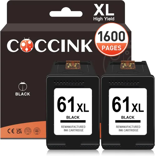COCCINK 61XL Cartucho de tinta negro para HP Envy 5535 5530 4500 4502 Officejet 2620 4630 4635 Deskjet 1010 1520 2540 2545 3050 3054 3510 impresora
