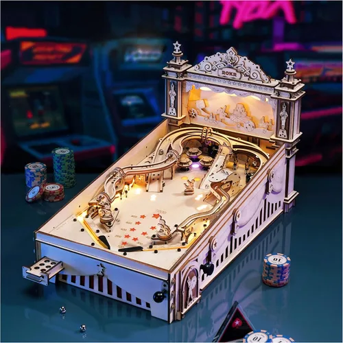 Miniatura 2 de ROKR Máquina de pinball en miniatura, rompecabezas de madera 3D para adultos, kits de modelo de madera DIY para adultos, regalos de juguete