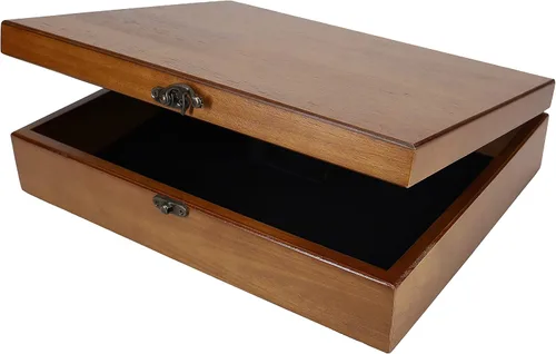 Miniatura 19 de Old World caja de tesoro de madera con pestillo de metal.