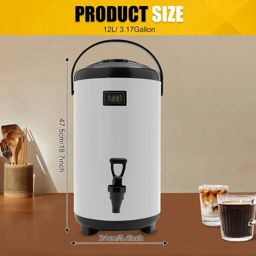 Miniatura 5 de Dispensador de bebidas aislado, dispensador térmico de bebidas frías y calientes de 12 litros/3.17 galones, dispensador de bebidas calientes aislado