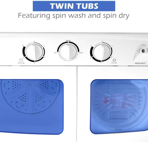 Miniatura 5 de Lavadora portátil compacta de doble tina, azul+blanco
