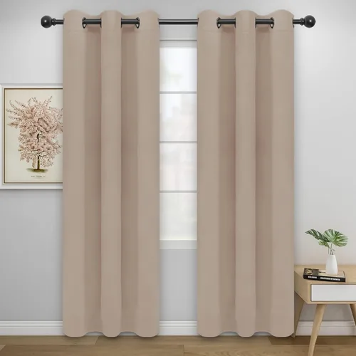 Miniatura 10 de Easy-Going - Cortinas opacas para dormitorio, aislamiento térmico sólido con ojales, cortinas de ventana para reducción de ruido, cortinas
