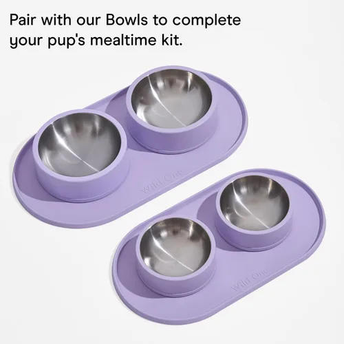 Miniatura 7 de Wild One - Mantel individual para comida y agua para perros y gatos - Silicona, antideslizante, no tóxico - Ideal para viajes - Estándar (lila)