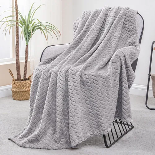Miniatura 18 de Exclusivo Mezcla - Manta de forro polar tamaño individual para cama, 90x66 pulgadas, mantas suaves y acogedoras de franela jacquard, ligeras y Verde
