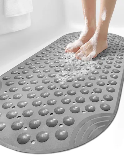 Miniatura 12 de DEXI Alfombrilla de Tina Antideslizante 16x35, Alfombrillas de Ducha para Baño y Tina, Alfombrilla de Baño Ovalada Lavable con Ventosas y Orificios