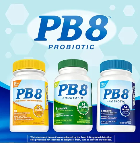 Miniatura 5 de Probiótico PB8 - Paquete de 3 - 120 cápsulas por botella - Apoya la salud digestiva - 14 mil millones de UFC - 8 cepas beneficiosas - Sin leche