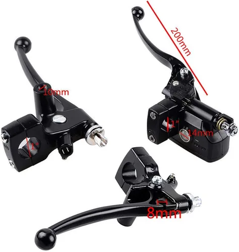 Miniatura 2 de Astra Depot 1 palanca de embrague izquierda de 1 pulgada + 1 cilindro maestro de freno hidráulico derecho de 1 pulgada para motocicleta universal