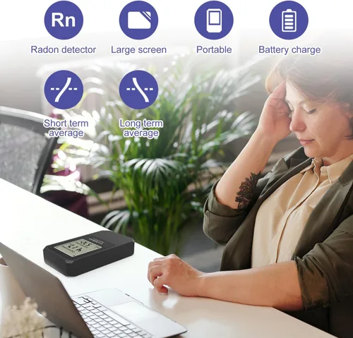 Miniatura 2 de Life Basis - Detector de radón para el hogar, probador de radón portátil para el hogar con monitoreo de radón a largo y corto plazo, rango de 0-500