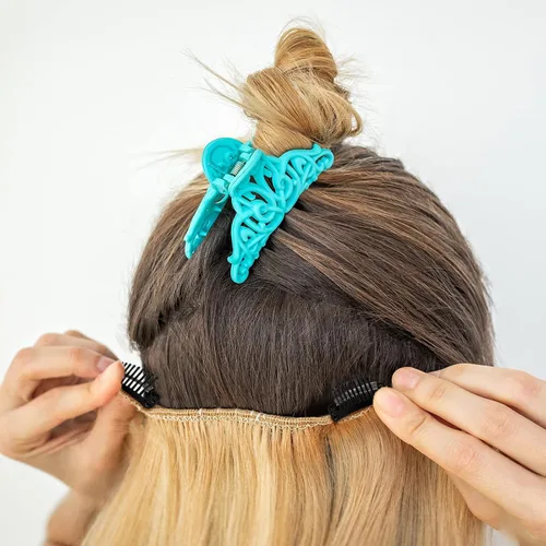 Miniatura 7 de WILLBOND 30 pinzas de extensión de cabello de 1.260 in y 9 dientes, pinzas de presión, peine pequeño, accesorios de peluca para mujer, bricolaje