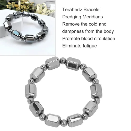 Miniatura 2 de Pulsera de piedra de Terahertz, para hombres y mujeres, simple y elegante, pulsera de piedra de energía rectangular con cuentas de terahercios