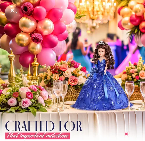 Miniatura 6 de Última muñeca de quinceañera de 18 pulgadas con soporte para vestido de paraguas – Última Muñeca Mis Quince Años Recuerdo, muñeca tradicional Rosa
