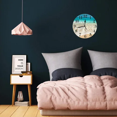 Miniatura 4 de Reloj de pared de playa de mar, funciona con pilas, reloj redondo silencioso sin tictac, decoración de pared para el hogar, oficina, escuela, 9.8