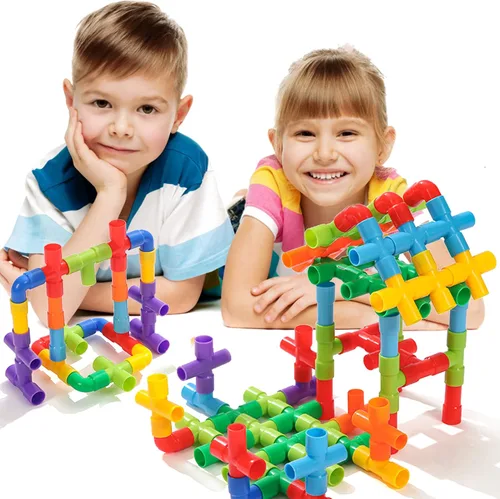 Miniatura 3 de KUTOI Juguetes de construcción de tuberías, tubos tubulares educativos de aprendizaje temprano, bloques de construcción para niños, juguetes STEM
