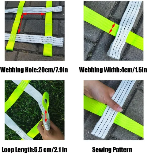 Miniatura 2 de Red de escalada para niños, red de carga para escalar, juego de columpios para niños, campo de obstáculos, columpio, para exteriores, patio