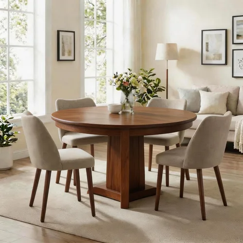 Miniatura 7 de GarveeHome Juego de 4 sillas de comedor de cuero tapizadas de poliuretano con patas de madera, respaldo de ala, sillas de cocina de madera