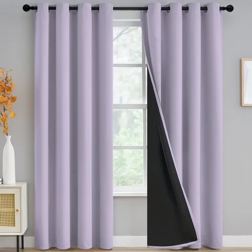 Miniatura 15 de Yakamok Cortinas negras, cortinas de ventana con aislamiento térmico y eficiencia energética para dormitorio, cortinas opacas completas y cortinas