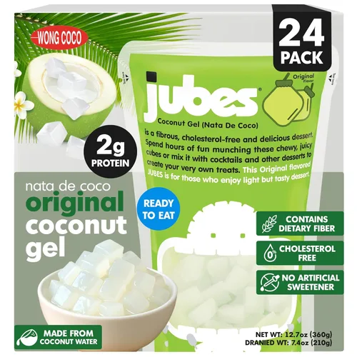 Miniatura 21 de Jubes Grape Nata De Coco Jelly Cubes (12.7 onzas, paquete de 3) – Cubos de jalea de coco de uva para sagú – Gel de coco en ingredientes de jarabe