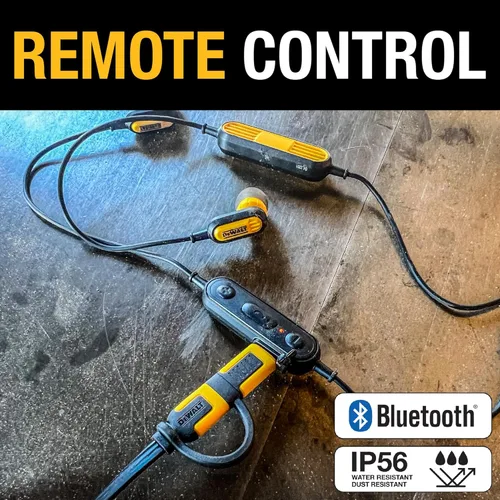 Miniatura 6 de DEWALT Auriculares con Banda para el Cuello Bluetooth de Alta Resistencia, Auriculares Bluetooth 5.2 Inalámbricos con Micrófono, Comodidad Ligera
