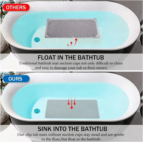 Miniatura 3 de Tapete de ducha antideslizante, de 16 x 32 pulgadas, mejorado, sin ventosa, tapete de PVC con textura suave con drenaje para zonas húmedas, secado