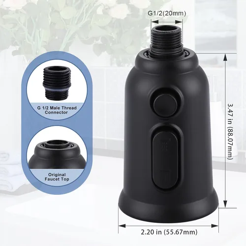 Miniatura 5 de Reemplazo de cabezal de grifo extraíble, cabezal rociador de grifo de cocina de 3 funciones con 9 adaptadores, boquilla de pulverización de cabezal