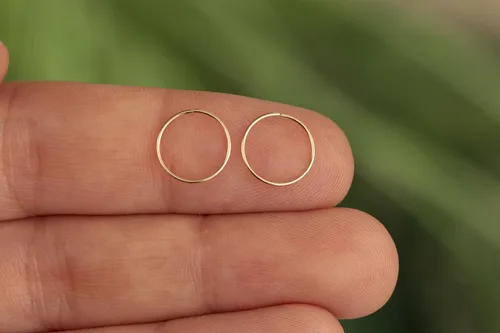 Miniatura 117 de Aretes de aro de oro de plata – Aretes de aro para mujer, dos piezas de aros de plata fina rellenos de oro, aro de hélice, anillo de tragus, aro