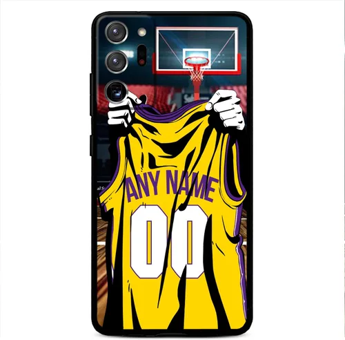 Nombre y número personalizados, camiseta de baloncesto de Los Ángeles, funda de silicona líquida para Samsung Galaxy Note 20/20 Ultra 10 Pro Note 9