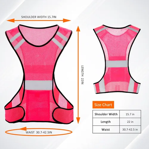 Miniatura 3 de TCCFCCT Chaleco reflectante para correr, equipo de correr de alta visibilidad con bolsillo grande Paquete de 3 malla rosa