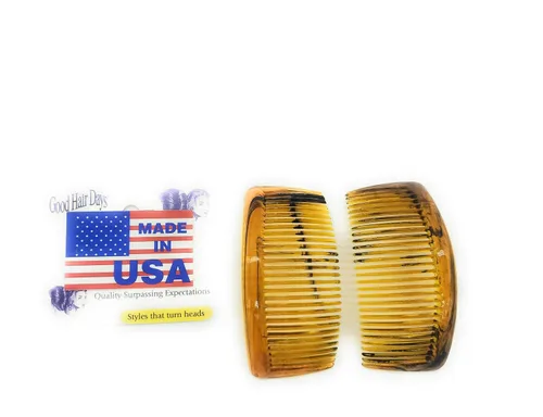 Miniatura 8 de Good Hair Days Peines laterales de Estados Unidos, 2 peines curvados grandes para el pelo de concha de tortuga para mujeres, giro francés, peinado