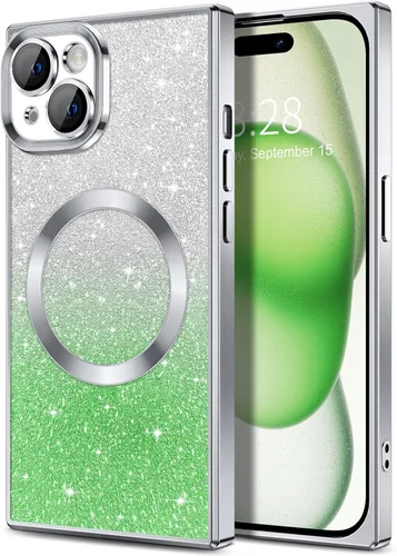 Miniatura 26 de Hython Funda para iPhone 13 Pro transparente con purpurina magnética [compatible con MagSafe] Protector completo de lente de cámara delgado