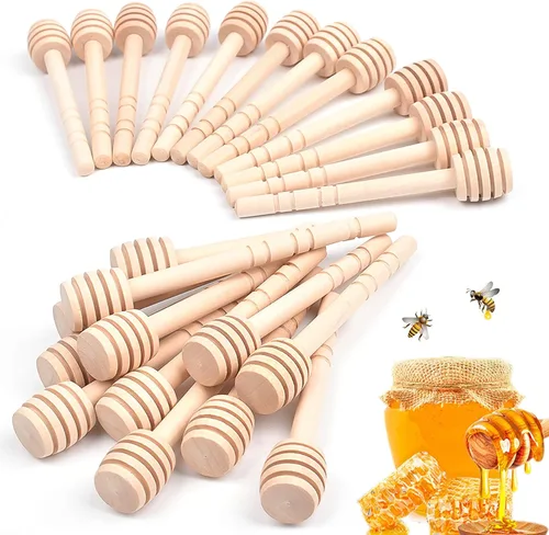 Paquete de 24 mini palitos de madera de miel, mini agitador de miel de 4 pulgadas, para tarro de miel, dispensar miel y regalo de fiesta de boda
