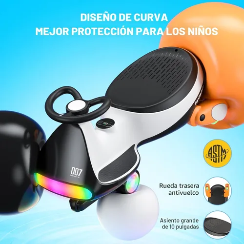 Miniatura 8 de FanttikRide N7 Ultra Carro Eléctrico Wiggle con Batería Recargable Tipo C, Carro para Niños con Motor MagicMute, 2 Velocidades Máx 4 Mph, 9 Modos