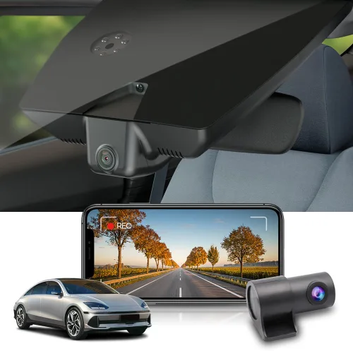 Fitcamx 2K Dual Dash Cam se adapta para Hyundai IONIQ 6 2023 2024 2025 Limited SEL (con atenuación automática), estilo OEM, video frontal 1440P +