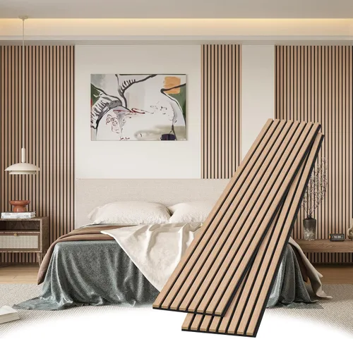 Miniatura 14 de POHARE Paneles de pared de listones de madera, paquete de 2 paneles decorativos de madera de 8 x 1 pie para pared, elegantes paneles de pared