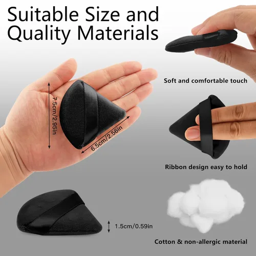 Miniatura 6 de 2 piezas EVAOUXIU esponjas triangulares para polvo facial, esponjas suaves y mullidas para maquillaje, esponjas cosméticas de terciopelo para base