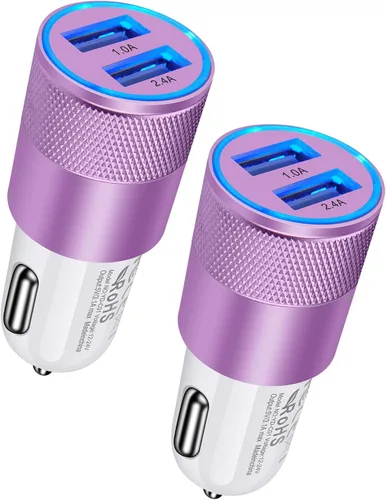 Miniatura 9 de Cargador de teléfono de coche de doble puerto, [2 unidades] Cargador USB de carga rápida de 3.4 A, adaptador de encendedor Carro, adaptador de Verde