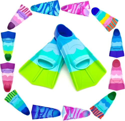 Miniatura 23 de Swimming Training Fins,Kids Swim Fins,Comfortable Swimming Flippers Suitable for Children,Beginners,Girls,Boys,Adults BB-arco iris colorido