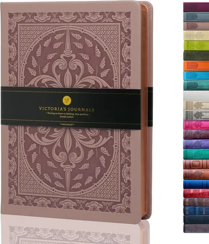 Miniatura 24 de VICTORIA'S JOURNALS Diario Vintage de Cuero Sintético con Tapa Dura Cuaderno Rayado Diario de Viaje de Aspecto Antiguo, Tamaño A5 5.7'' x 8.1'' Gris