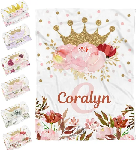 Miniatura 8 de Mantas de bebé personalizadas para niños y niñas, manta de bebé personalizada para niñas y niños, manta de bebé personalizada con corona de nombre