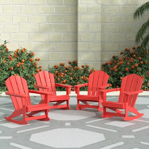 Miniatura 137 de WestinTrends Silla mecedora Malibu de poliéster para exterior/patio Adirondack, Negra