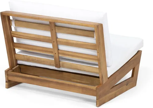 Miniatura 7 de Sherwood - Silla de club al aire libre con cojines, madera de acacia, teca/blanco