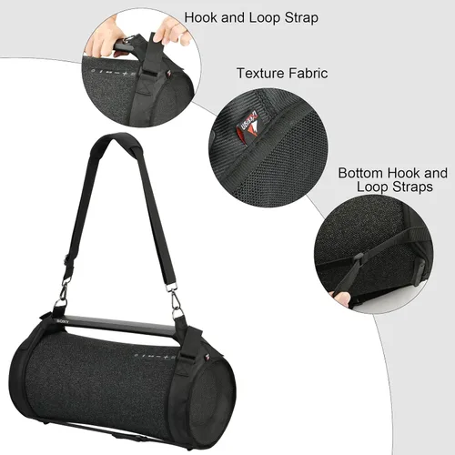 Miniatura 2 de Funda de transporte de viaje compatible con Sony SRS-XG500 X-Series Boombox portátil, dos lados de malla, funda protectora con correa para el hombro