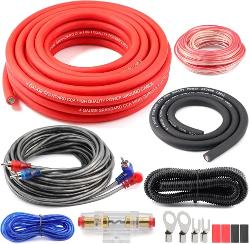 Miniatura 11 de Kit de cableado OFC AMP de calibre 0, kit de instalación de cable de subwoofer de coche de 3000 vatios para amplificador de potencia, radio