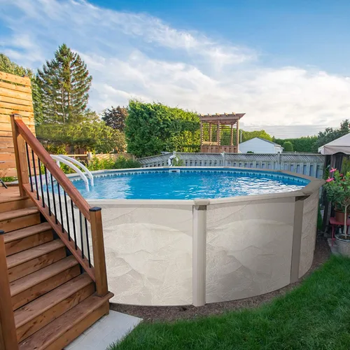 Miniatura 33 de Aquarian - Piscina para exteriores con marco de acero por encima del nivel del suelo, redonda, 24 x 52 pulgadas, veneciana Veneciano