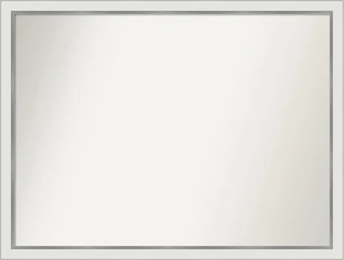 Miniatura 254 de Amanti Art Espejo de baño blanco para sobre el fregadero, 30 x 35 pulgadas, espejo de tocador rectangular estrecho de Eva de oro blanco, marco