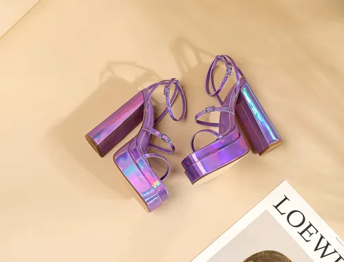 Miniatura 3 de vivianly Sandalias de plataforma para mujer con correa al tobillo, puntera abierta, tacones altos y gruesos