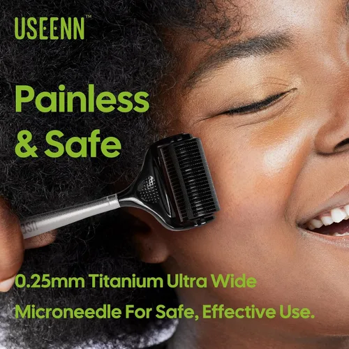 Miniatura 4 de Rodillo Derma de titanio ultra ancho para cara, cabello, barba, cuero cabelludo, piel, cuerpo, mango de metal, rodillo de microagujas 1200