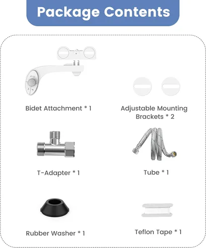 Miniatura 8 de Accesorio de Bidé Ultra-Delgado para Inodoro - Sin Esfuerzo No-Eléctrico Autolimpiante Boquillas Retráctiles Duales Bidés Asiento de Inodoro