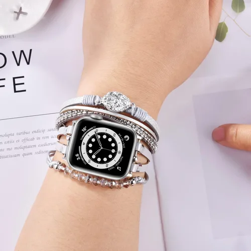 Miniatura 2 de VISOOM Correa de pulsera bohemia con cuentas compatible con Apple Watch de 40 mm/38 mm/41 mm/42 mm Series 10 9 8 7 SE Series 6/5/4 Correa de reloj