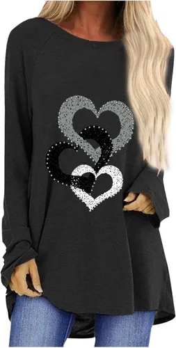 Miniatura 8 de Túnicas o tops para mujer para llevar con leggings, manga larga, ajuste holgado, ropa de otoño, cuello redondo, degradado, cómodas, blusas 02 Verde